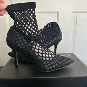 INC International Concepts Black Mesh Pointed-Toe Stiletto Booties